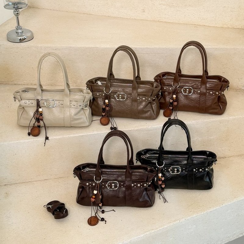 Leather Work Bag Women - Tas Tangan Wanita Kulit PU Cokelat