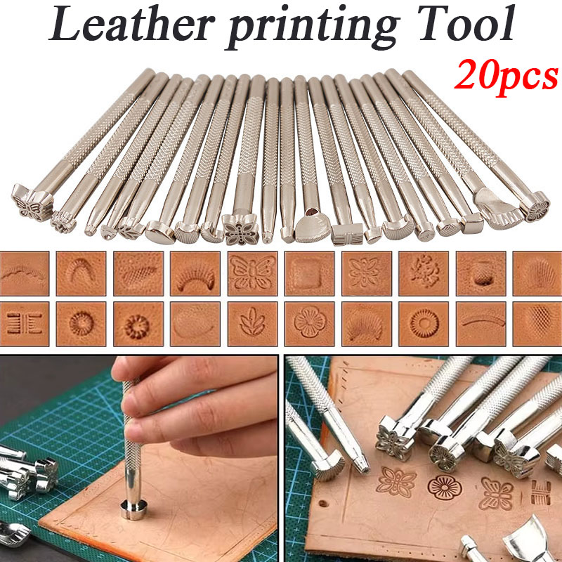 Leatherwork Kit - 20pcs Alat Ukir Kulit, Alat Cap