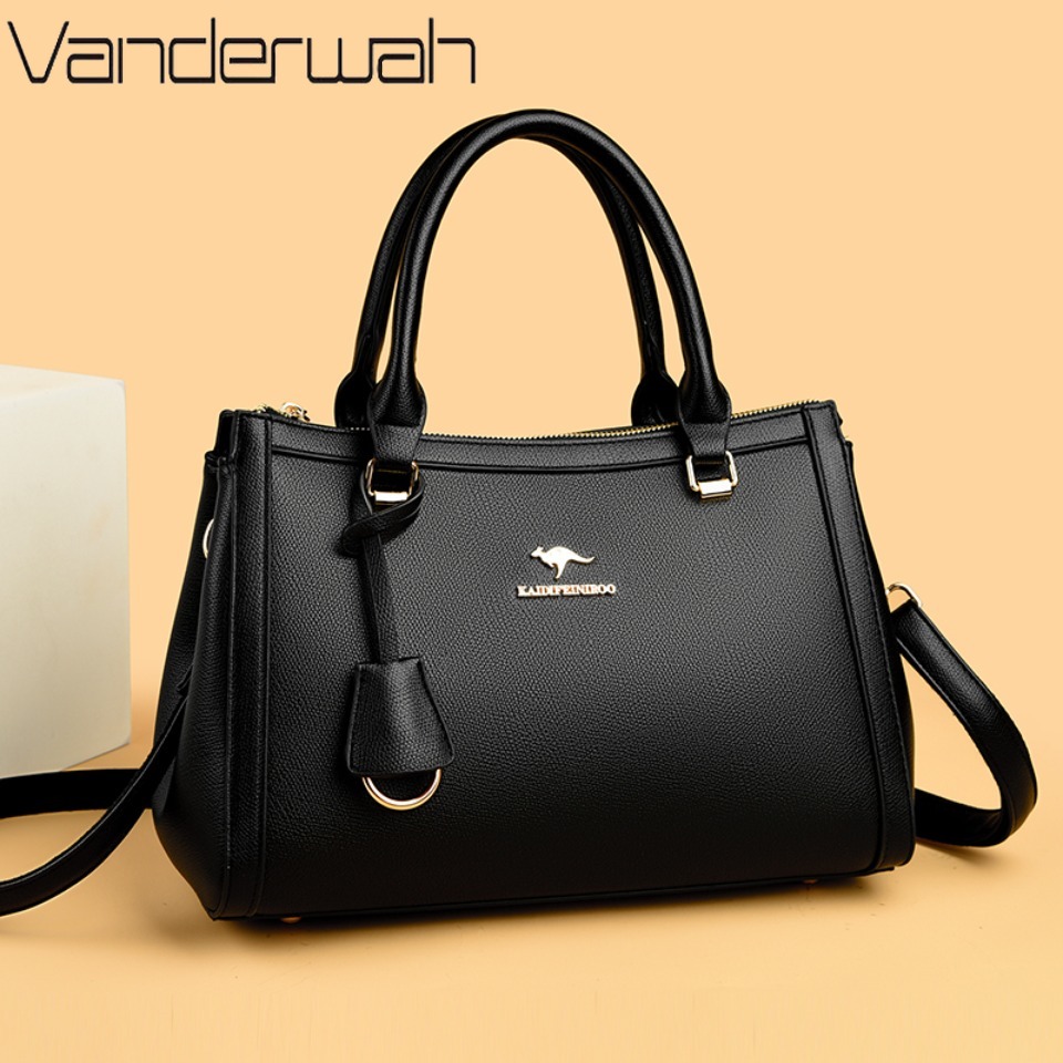 Leather Work Bag Women - Tas Selempang Kulit PU Lembut Merk