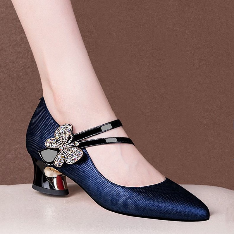 Leather Work Outfit - FHC Hak Sedang Kulit Dangkal, Sepatu