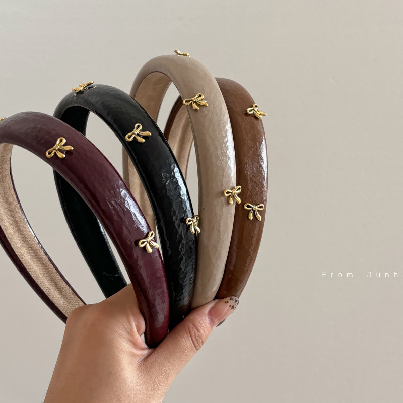 Leatherwork Pony - Ikat kepala pita emas, aksesori rambut