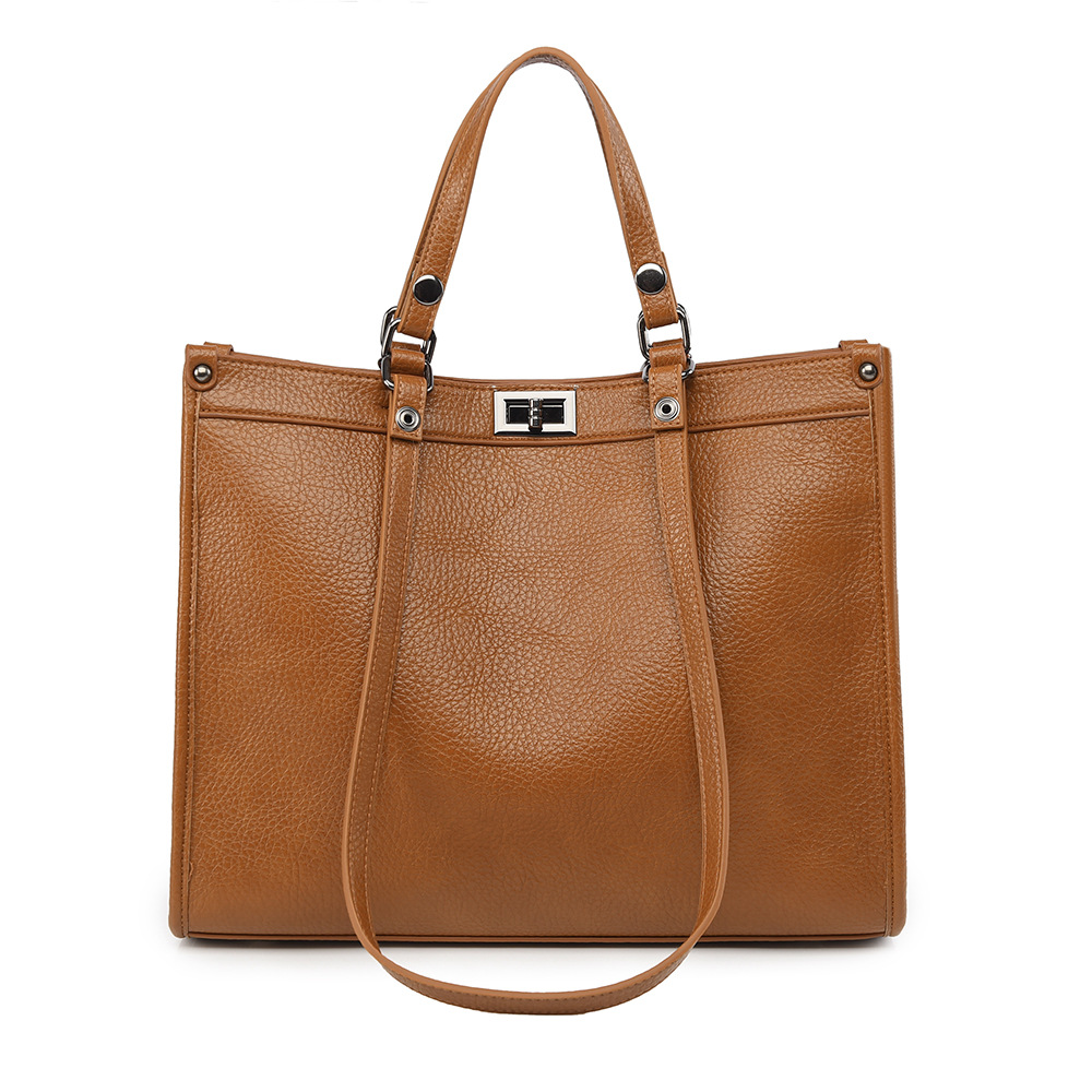Leather Work Bag Women - Tas Tote Wanita Kapasitas Besar Kulit