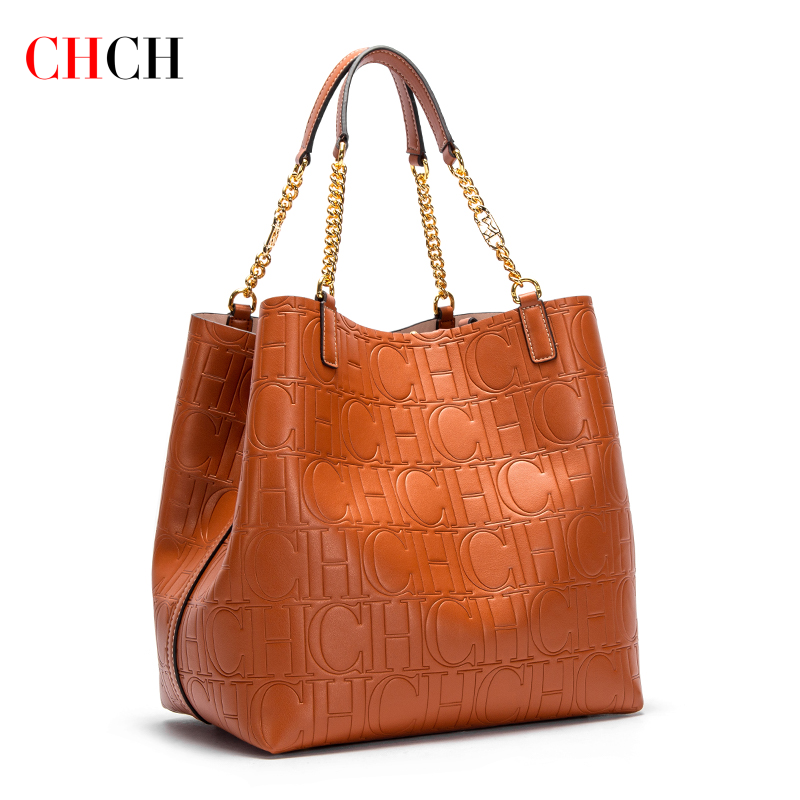 Leather Work Bag Women - CHCH tas Tote wanita timbul baja,