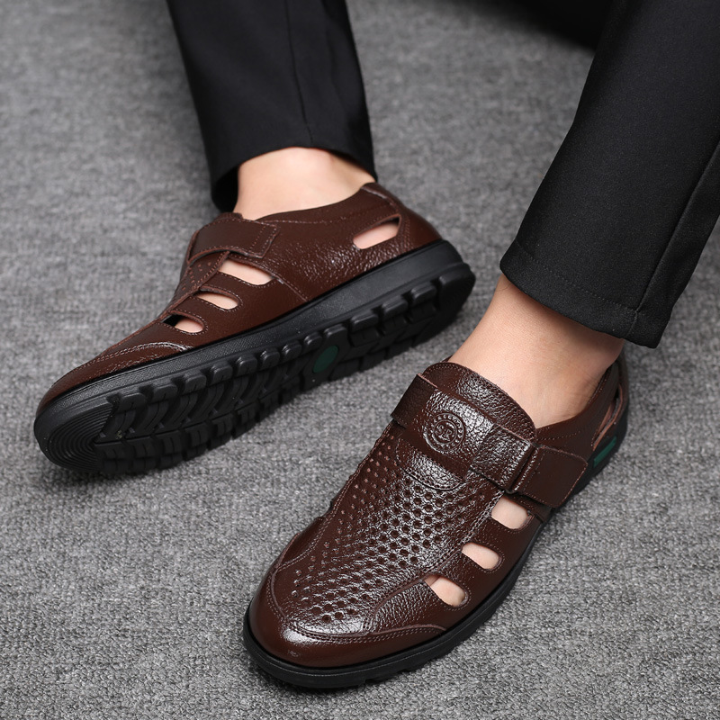 Leather Work Outfit - Sandal Kulit Pria Sandal Musim Panas