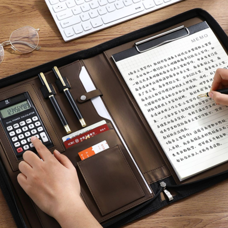 Leather Work Folder - Portofolio kulit PU A4/A5 multifungsi untuk