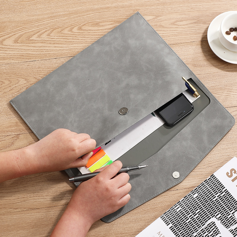 Leather Work Folder - Tas Dokumen Kulit PU A4 dengan