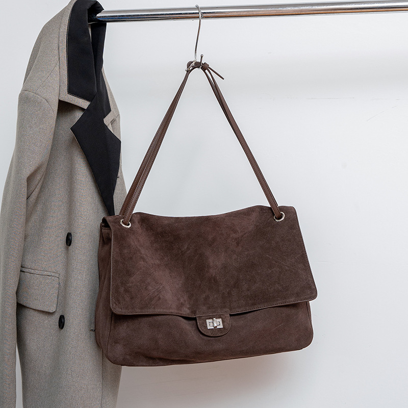 Leather Work Bag Women - Tas Selempang Kulit Suede Asli untuk