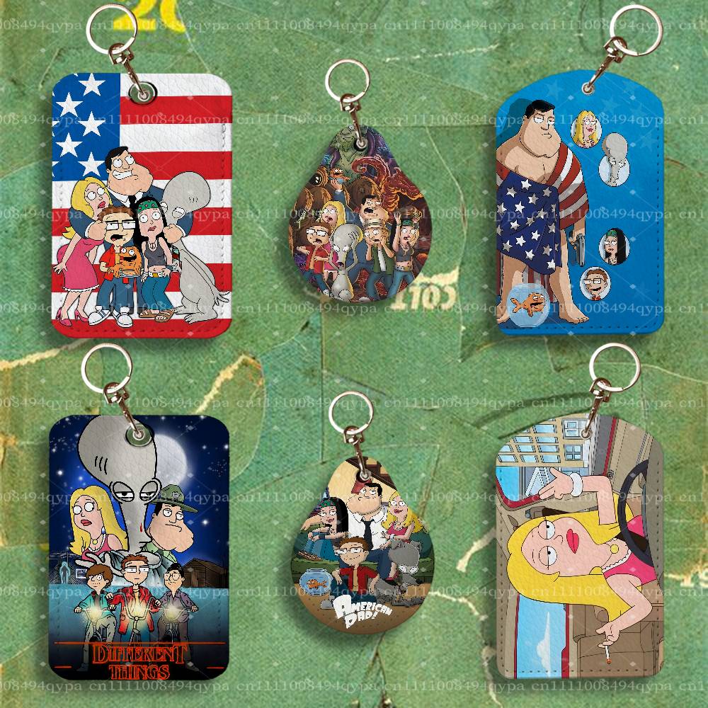 Leather Work Leather - Gantungan Kunci Kartun A-American Dad Roger,