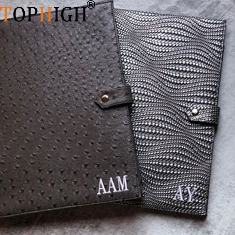 Leather Work Folder - TOPHIGH Tas Laptop Pola Burung Unta