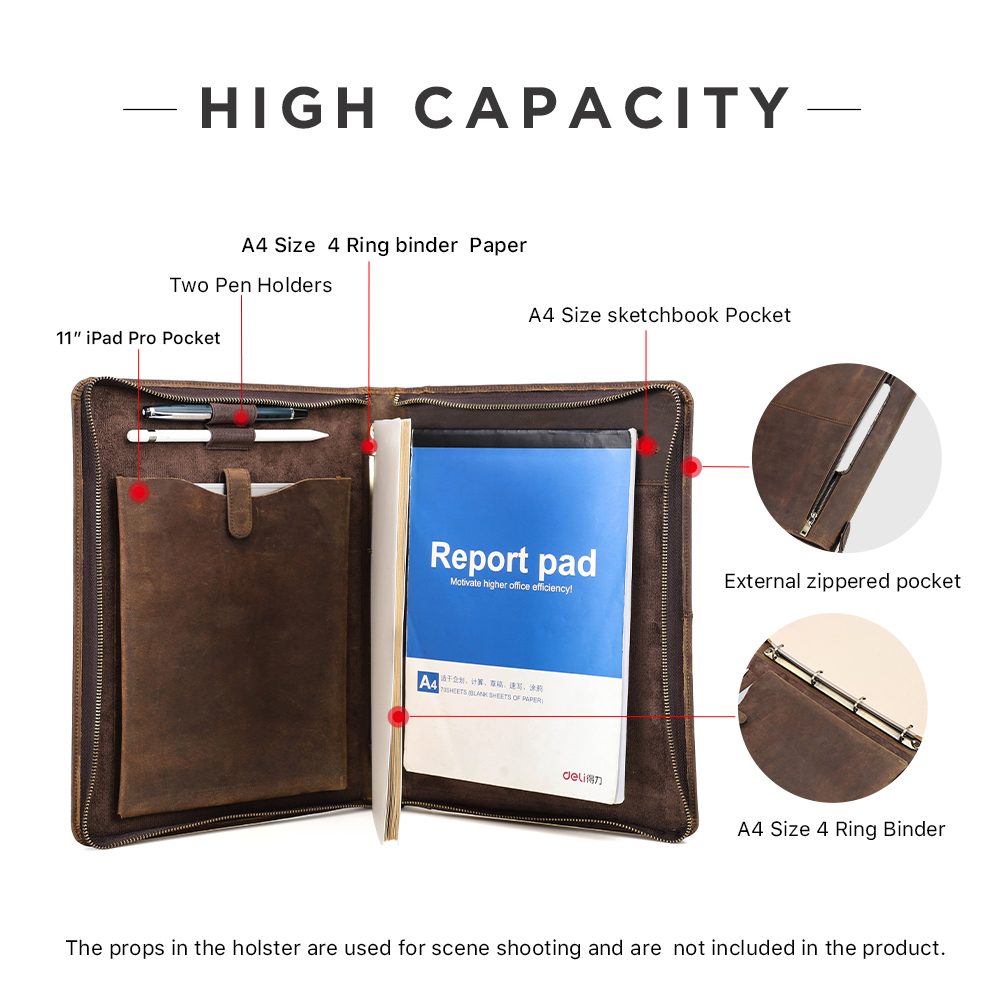Retro mewah A4 kulit sapi bisn - Leather Work Folder ulasan dan harga