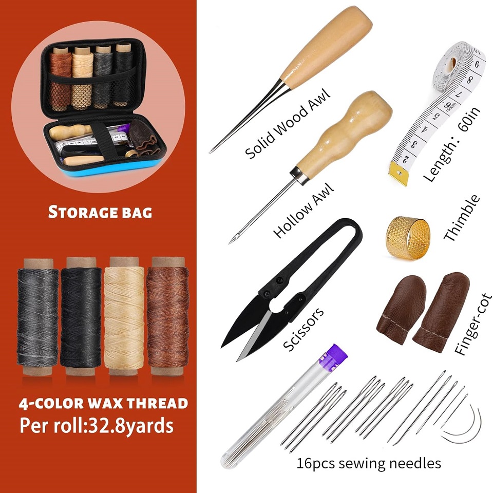 BUDDUR Kit Alat jahit kulit, d - Leatherwork Awl ulasan dan harga