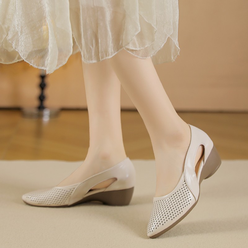 Sepatu Wedges Wanita Pompa Hol - Leather Work Outfit ulasan dan harga
