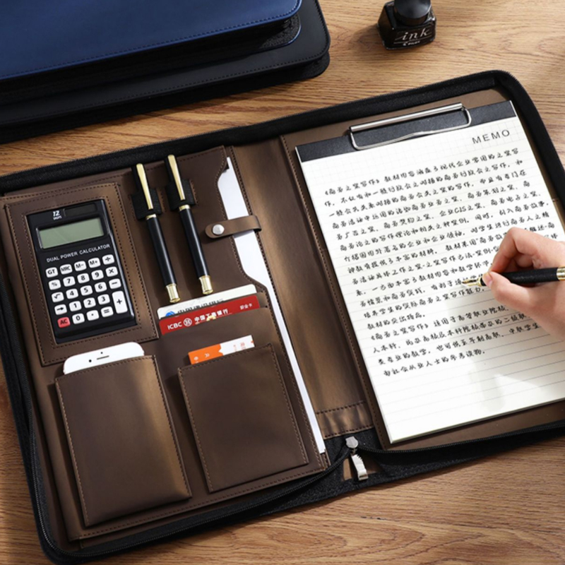 Portofolio kulit PU A4/A5 mult - Leather Work Folder ulasan dan harga